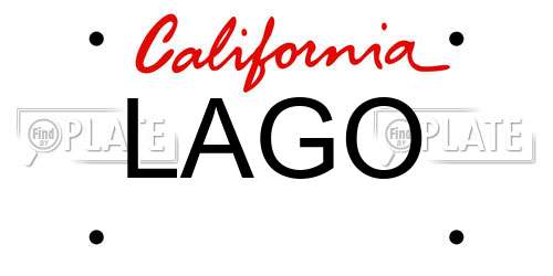 LAGO California License Plate