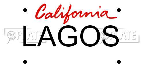 LAGOS California License Plate