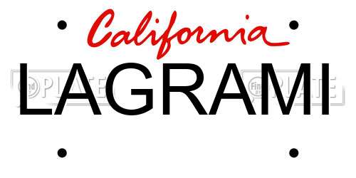 LAGRAMI California License Plate