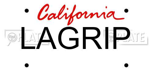 LAGRIP California License Plate