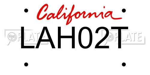 LAH02T California License Plate