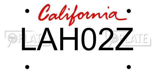 LAH02Z California License Plate