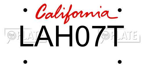 LAH07T California License Plate
