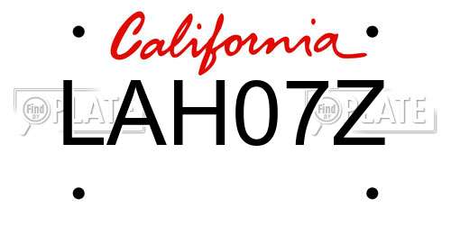 LAH07Z California License Plate