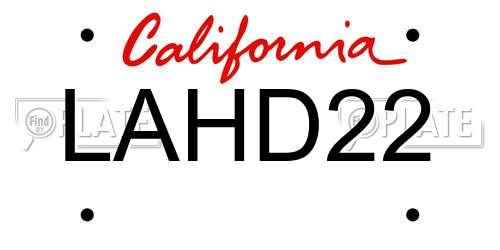 LAHD22 California License Plate