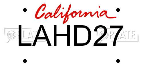 LAHD27 California License Plate