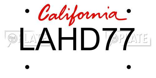LAHD77 California License Plate