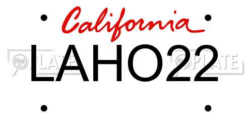 LAHO22 California License Plate