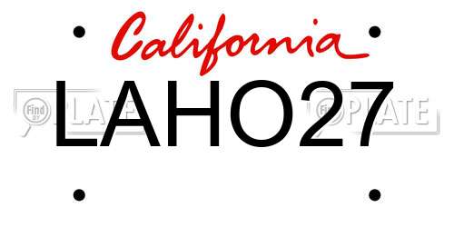 LAHO27 California License Plate