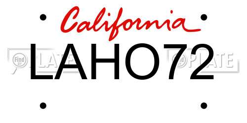 LAHO72 California License Plate