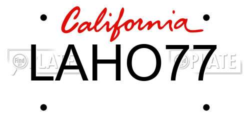 LAHO77 California License Plate