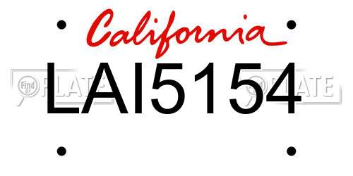 LAI5154 California License Plate