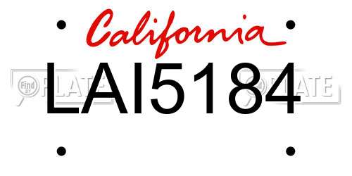 LAI5184 California License Plate