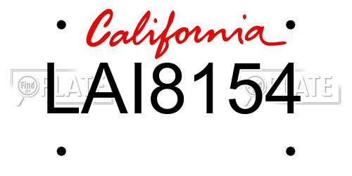LAI8154 California License Plate