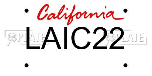 LAIC22 California License Plate