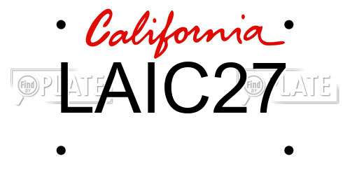 LAIC27 California License Plate
