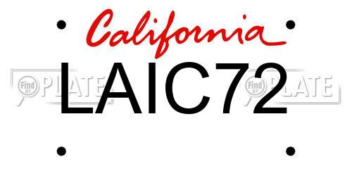LAIC72 California License Plate