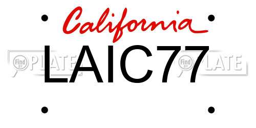 LAIC77 California License Plate