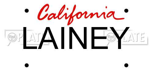 LAINEY California License Plate