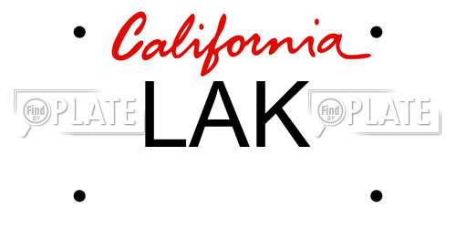 LAK California License Plate