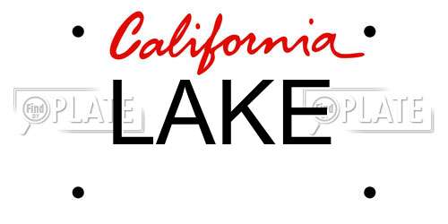 LAKE California License Plate