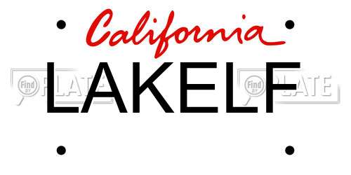 LAKELF California License Plate