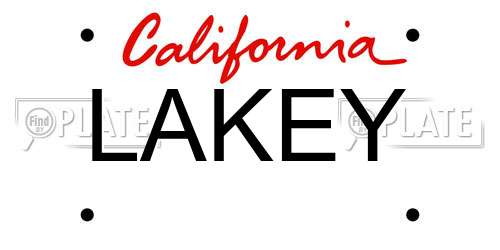 LAKEY California License Plate