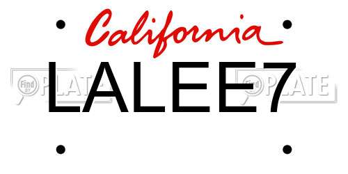 LALEE7 California License Plate