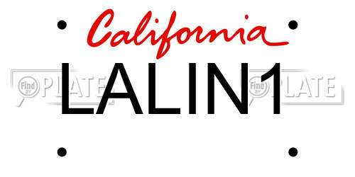 LALIN1 California License Plate