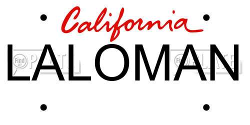 LALOMAN California License Plate