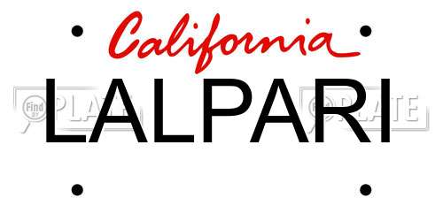 LALPARI California License Plate
