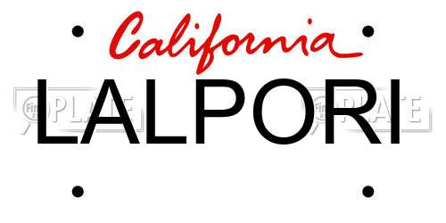 LALPORI California License Plate