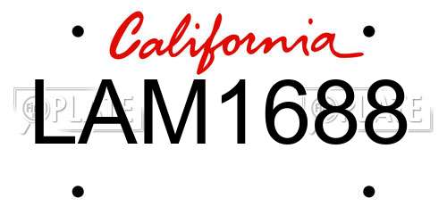 LAM1688 California License Plate