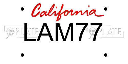 LAM77 California License Plate