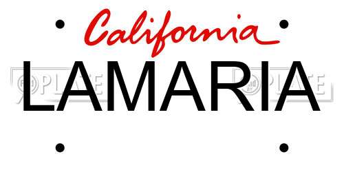 LAMARIA California License Plate