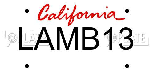 LAMB13 California License Plate