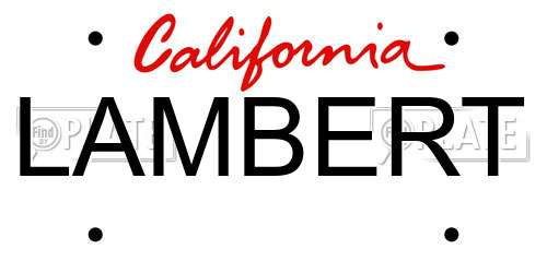 LAMBERT California License Plate