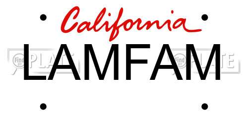 LAMFAM California License Plate