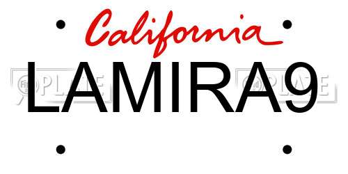 LAMIRA9 California License Plate