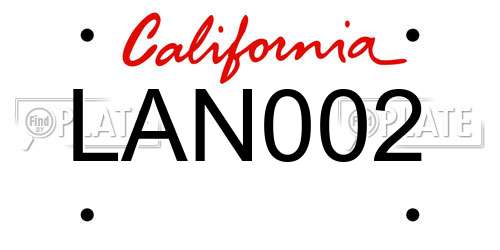 LAN002 California License Plate