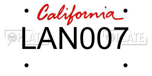 LAN007 California License Plate