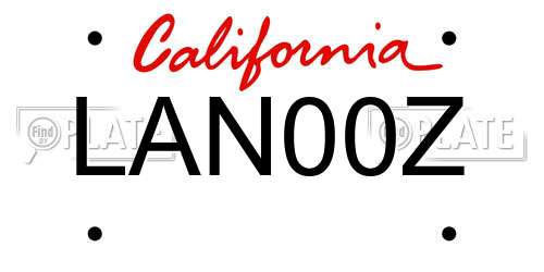 LAN00Z California License Plate