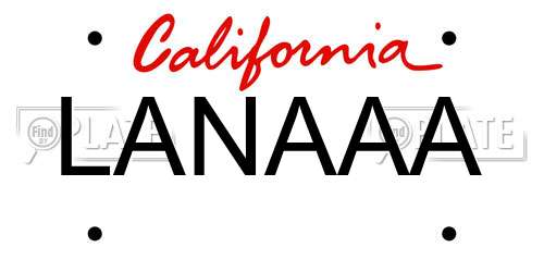 LANAAA California License Plate