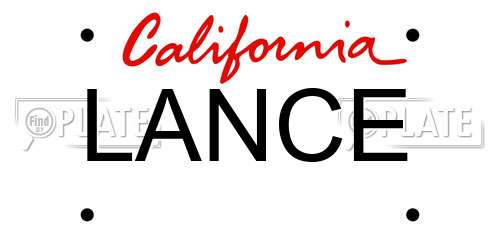 LANCE California License Plate