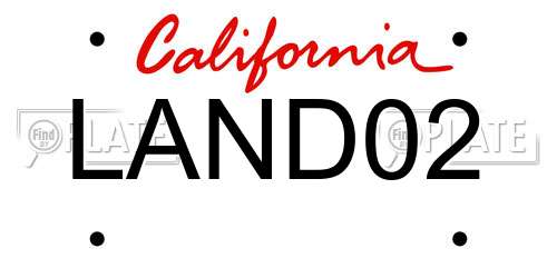 LAND02 California License Plate