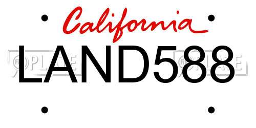 LAND588 California License Plate