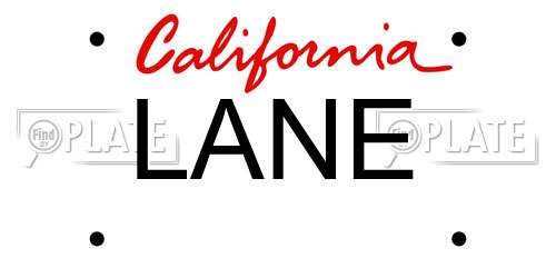LANE California License Plate