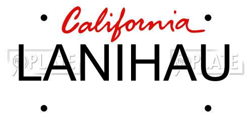 LANIHAU California License Plate