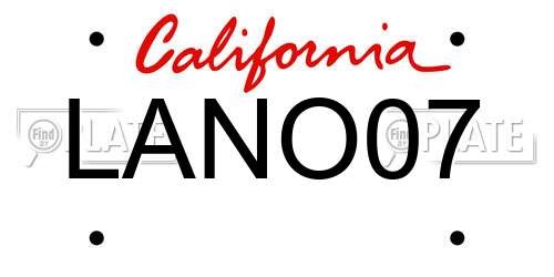 LANO07 California License Plate