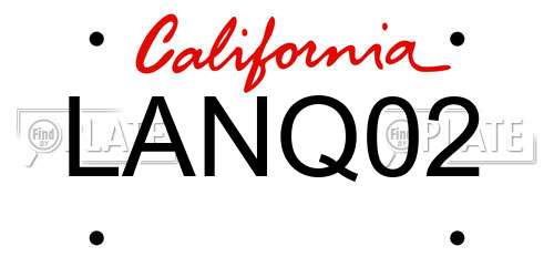 LANQ02 California License Plate
